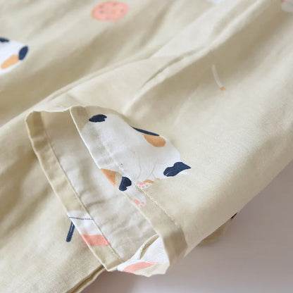 New Japanese-Style Kimono Couple Pajamas with Cute Kittens