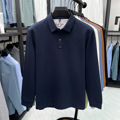 Luxury Embroidered Long Sleeve Polo Shirt for Men
