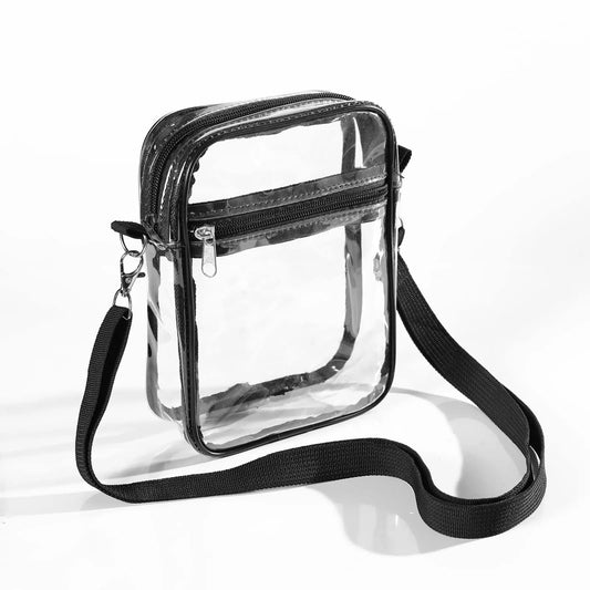 Women's Clear PVC Shoulder Bag – Stadium Approved Crossbody Bag with Front Pocket