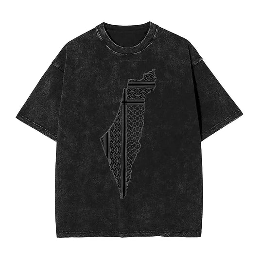 Palestines Symbol of Resistance T-Shirt Beach Palestinians Map T Shirts 2024 Cotton Tee Shirt For Male Short Sleeve Top Tees