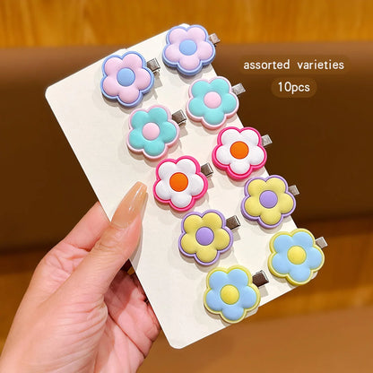 Vibrant 10 Color Random Flower Hair Clips for Stylish Looks