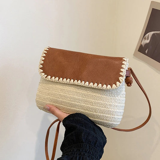 Straw Braid Casual Shoulder Bag for Women – Fashionable Summer Tote Beach Bag, Versatile Handbag