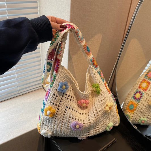 Cute Woven Knit Tote Bag – Stylish Beach & Shopping Shoulder Bag