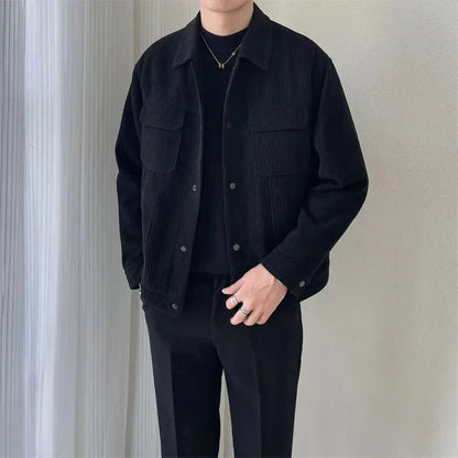 Korean 2024 Men's Casual Patchwork Long Sleeve Jacket