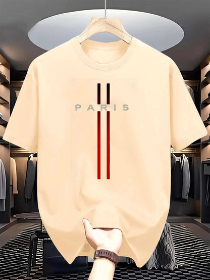 Men's 100% Pure Cotton Paris Print Casual T-Shirt