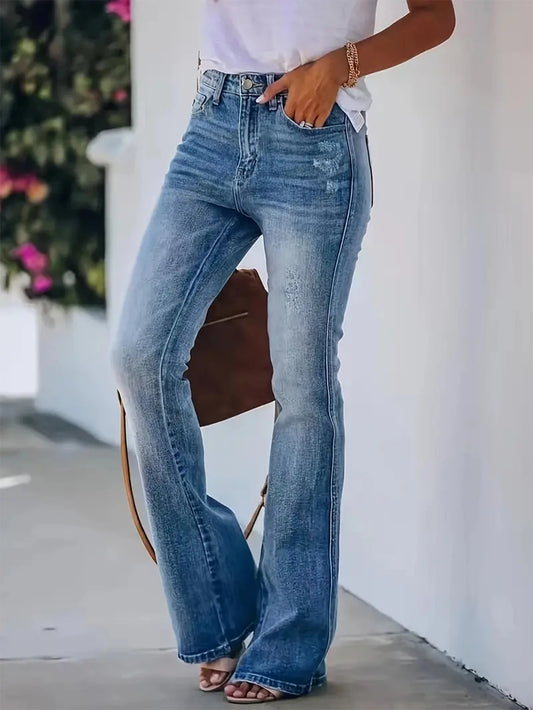 New Hot Women's Horn Jeans High Waist Slimming Fit