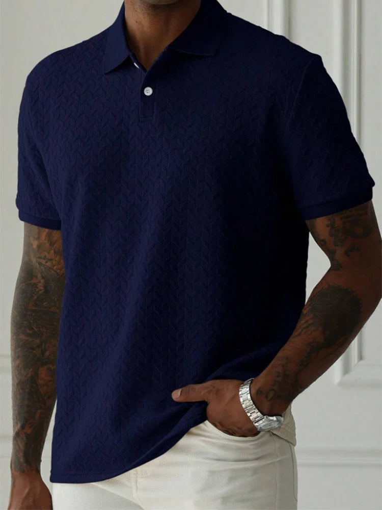 Stylish Mens Textured Polo Shirts for Spring Summer Fashion