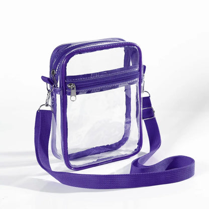 Women's Clear PVC Shoulder Bag – Stadium Approved Crossbody Bag with Front Pocket
