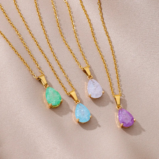 Elegant Zircon Teardrop Necklaces for Women Gift Jewelry