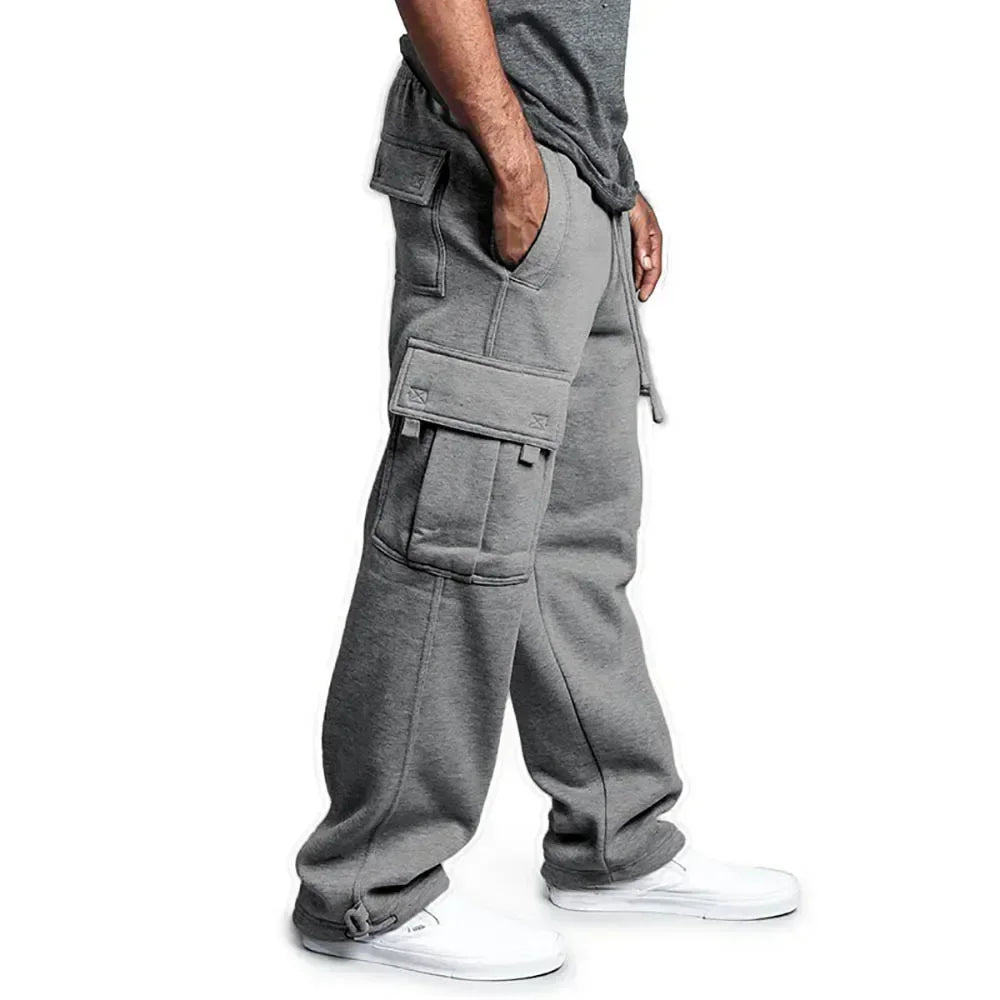 Men's Cargo Sweatpants Autumn Long Pants Loose Sport Fit Jogging Overalls Joggers Sweat Pocket Pants Cargo Trousers Streetwear