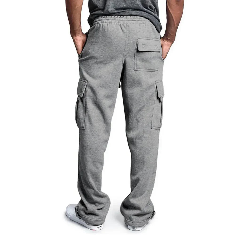 Men's Cargo Sweatpants Autumn Long Pants Loose Sport Fit Jogging Overalls Joggers Sweat Pocket Pants Cargo Trousers Streetwear