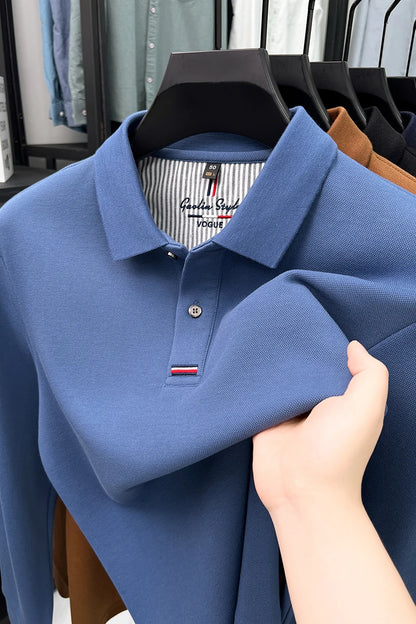 Luxury Embroidered Long Sleeve Polo Shirt for Men