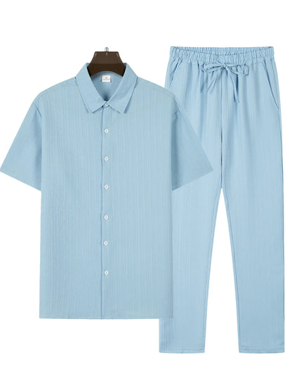 Men's Business Casual Shirt and Pants Set for Summer 2024