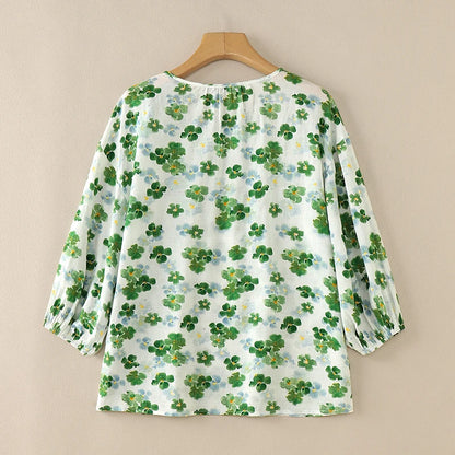 ZANZEA Women Ditsy Floral Blouses 2025 Summer Loose Casual O Neck 3/4 Sleeve Blusas Mujer Bohemian Vintage Elegant Smock Tops