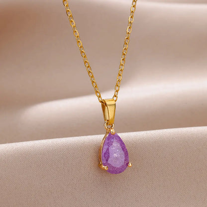 Elegant Zircon Teardrop Necklaces for Women Gift Jewelry