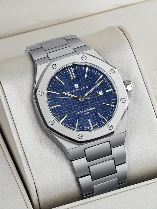 SAPPHERO Men's Luxury Waterproof Stainless Steel Watch Gift