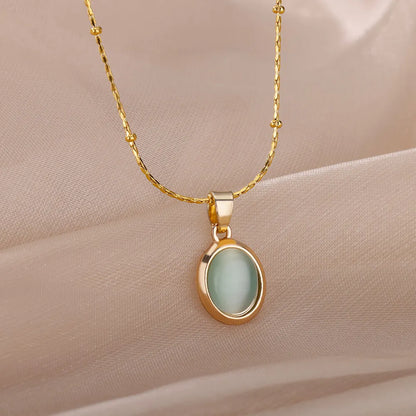 Stunning Elegant Fashion Stone Opal Oval Necklace for Women