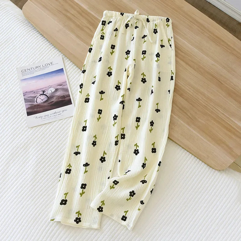 2025 Japanese Women's 100% Cotton Pajama Pants for Comfort
