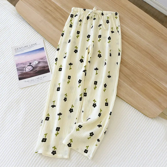 2025 Japanese Women's 100% Cotton Pajama Pants for Comfort