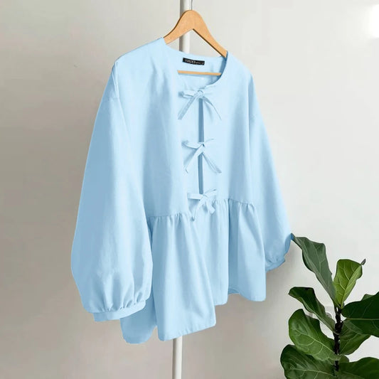 2025 ZANZEA Women Elegant 3/4 Sleeve Solid Blouse Spring Fashion Shirt Casual Summer OL Work Tops Stylish Holiday Blusas Tunic