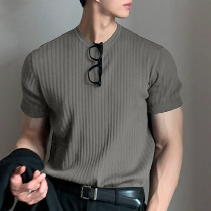 Light Luxury Summer Men's O Neck Long Sleeve T Shirt