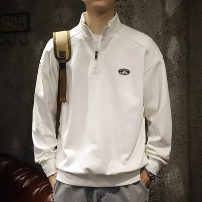 Spring Autumn Loose Long Sleeve Polo Shirts for Men
