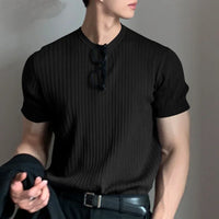 Light Luxury Summer Men's O Neck T Shirt for Casual Style
