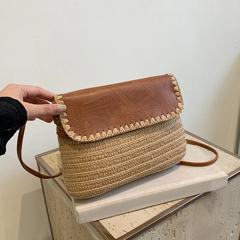 Straw Braid Casual Shoulder Bag for Women – Fashionable Summer Tote Beach Bag, Versatile Handbag
