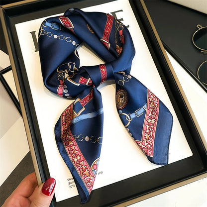 Elegant Luxury Chain Print Silk Scarf For Fashionable Sun Protection
