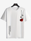 a white t - shirt with a red rose on it