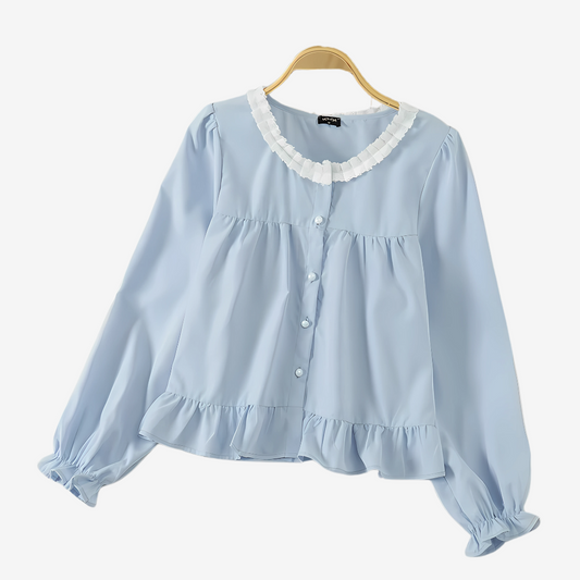 VONDA Women’s Casual Loose Tunic Top – Bohemian Flare Long Sleeve Blouse with Stand Collar (2024)